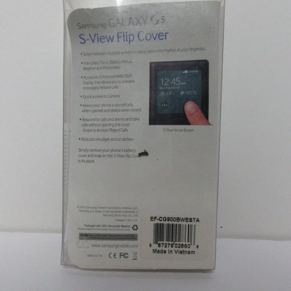 Samsung Galaxy S5 Flip Cover Case (Marble White)